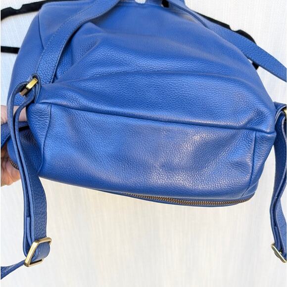 Fossil Preston Bright Blue Leather Logo Backpack - Picture 7 of 12